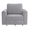 Baruna 1 Seater Velvet Pull Out Sofa Cum Bed with Storage In Grey Color
