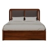 Lotus Solid Wood Queen  Size Upholstered Bed With Drawer Storage (Honey Oak Finish)