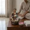 Water Fountain Meditating Buddha Serenity Water Fountain in Multicolor Colour