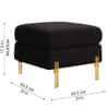 Doe Buck Luxe Boucle Square Ottoman in Black Colour with Gold Metal Legs