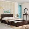 Keaton Sheesham Wood Queen Size Bed Drawer And Box Storage Walnut Finish (60 x 78 inches)
