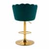 Doe Buck Luxury Teal Velvet Adjustable Bar Stool Chair with Gold Hydraulic Base