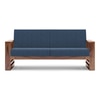 Parson 3 Seater Wooden Sofa In Teak Finish (Midnight Indigo Blue)