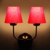 Devansh Metal Electric Wall Light in Gold Colour with Red Shade Count of 2 Lights