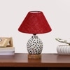 Devansh Conical Maroon Jute Shade Lamp With Wood & Mosaic Glass Base For Decoration/Office/Home/Gifting/Study For Decoration/Office/Home/Gifting/Study -(10X10X14.5) Inches -A