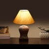 Devansh Conical Off White Cotton Shade Lamp With Wood & Mosaic Glass Base For Decoration/Office/Home/Gifting/Study For Decoration/Office/Home/Gifting/Study -(10X10X14.5) Inches -A