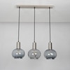 OPALINE Globe Linear Cluster Hanging Pendant Light In Smoke Glass And Chrome Finish Metal