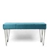 Velas Sheesham Wood Accent 2 Seater Bench With Metal Legs In Turquoise Sea Velvet