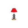 Amiyah Red cotton Table lamp with Wood & Iron Base