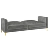 Novelle 3 Seater Velvet Sofa Cum Bed in Grey colour