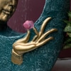 Buddha Face Shower Blue and Gold Fiber Glass Indoor Fountain