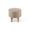 Louisville Acacia Wood Parisian Round Pouf Stool in Multicolour