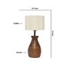 Devansh Off White Cotton Table Lamp With  Wood Natural Base  (7X13 Inches)-2