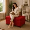 Doe Buck Modern Tufted Storage Ottoman Bench in Red Colour