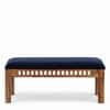 Milford Sheesham Wood Accent 3 Seater Dining Bench in Navy Blue Mosha Velvet