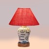 Devansh Conical Pink Jute Shade Lamp With Wood & Mosaic Glass Base For Decoration/Office/Home/Gifting/Study For Decoration/Office/Home/Gifting/Study -(10X10X14.5) Inches -A