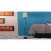 Elthea Off White Fabric Floor Lamp with Black Iron Base