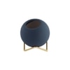 Blue Coloured Ceramic Vase with Golden Stand