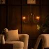 Lior Handicrafted Pendant Lamp in Antique Silver Brass finish and Amber Colour