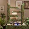 Zigzag Modern Zen Cascading Indoor Tabletop Water Fountain With Light Natural Slate Stone River