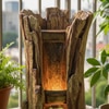 Brown Nature Inspired Carved Tree Water Fountain
