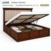 Leher Solid Wood Compact King Bed Hydraulic Storage Provincial Teak Finish Mattress 72 x 72 Inches