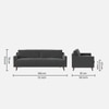 Reiti Velvet 3 Seater Sofa in Dark Grey Colour