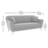 Rivo Velvet 3 Seater Sofa in Grey Color