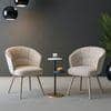 Calix Swivel Metal Dining Chair Set of 2 in Beige Fabric