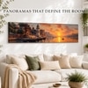 Varanasi Ghats Sunset Canvas Wall Art 12 x 46 Inch