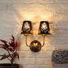 Devansh Metal Electric Wall Light in Gold Colour with Black Shade Count of 2 Lights