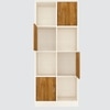 8 Shelves Semi Open Multipurpose Matrix Kitchen Cabinet In Plateau Apple & Highland Pine Finish