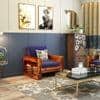 Maruti 3+2+1 Seater Wooden Sofa (BLUE Colour, Honey Finish)
