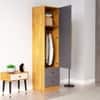 Hexa Red Wooden 1 Door Wardrobe with 2 Drawers and Hanging Space in Giant Wood and Slate Grey Colour