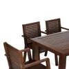Alfresco Solid Wood Outdoor Dining Table with Four Arm Chairs and Bench in Brown Colour