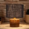 Demelza Black Jute Table Lamp with Natural Wood Base