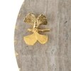 Marble Platter Beige  Round With Gold Foil Work Metal Butterfly Embedded
