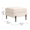 Doe Buck Luxe Boucle Square Ottoman in White Colour with Black Metal Legs