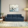 Apollo High Back 3 Seater Fabric Sofa In Lapis Blue Colour