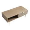 Velin Ridged Coffee Table with Drawer Light Ash