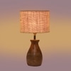Devansh Beige Jute Table Lamp With  Wood Natural Base (7X13 Inches)-9