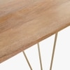Art Deco Solid Wood 6 Seater Dining Table in Natural & Brass Finish