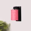 Devansh Solid Wood Electric Wall Light in Brown Colour with Pink Shade Count of 1 Light
