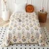 Cream Floral Comforter Quilted Cotton Feel 300 Gsm Single Bed 240 X 160 Cms