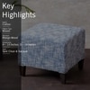 Slub Jacquard Wooden Seating Stool in Blue Color Set of 2