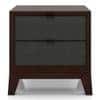Martino Upholstered Solid Wood Bedside Table in Dark Walnut Finish