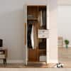 Hexa Red Wooden 2 Door Wardrobe with Drawer and Hanging Space in Giant Wood and Frosty White Colour