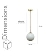 Orb Single Glass Pendant Light -  Frosted White & Shine Brass