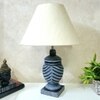 Grey Color Handpainted And Hancarved Distress Wooden Table Lamp