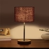 Devansh Brown Jute   Table Lamp With  Natural  Wood Base  & Steel Pipe (7X17 Inches)-17